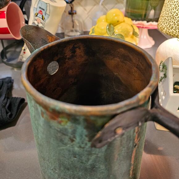Early 1900s Verdigris Copper Pitcher Perfect Display Piece - Picture 13 of 14